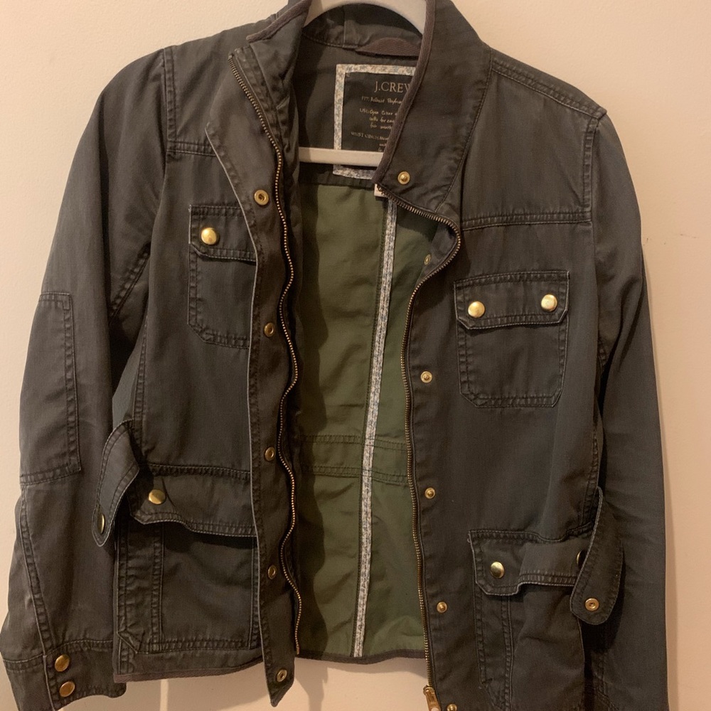 Jcrew green field jacket, size xs